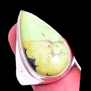 Ring - Natural Lemon Chrysoprase 925 Sterling 8.5 NWT
